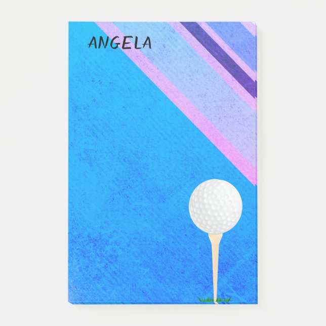 Golfball auf blau für Golfer Post-it Klebezettel (Vorderseite)