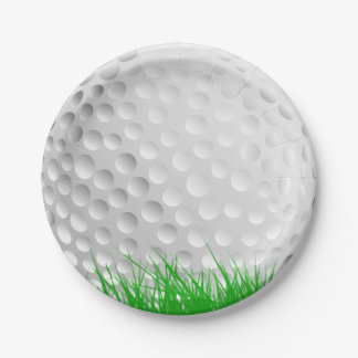 Golfball auf Gras Pappteller