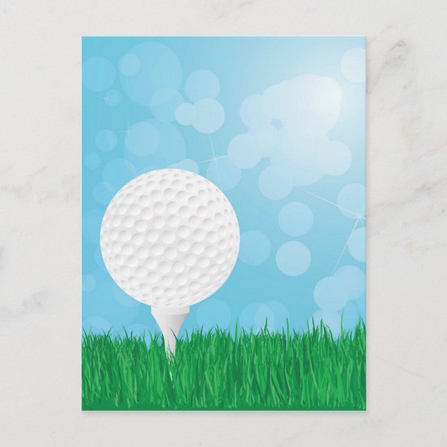 Golfball auf Gras Postkarte (Vorderseite)