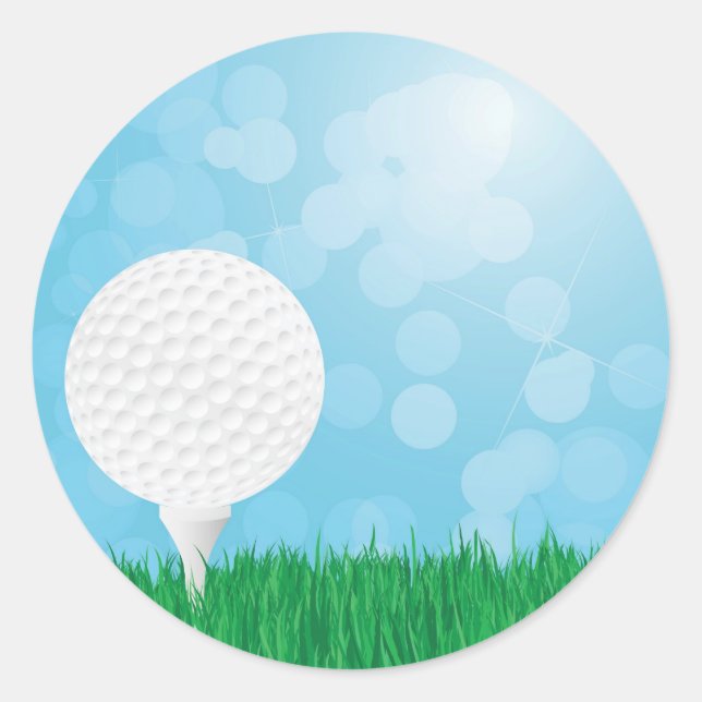Golfball auf Gras Runder Aufkleber (Vorderseite)
