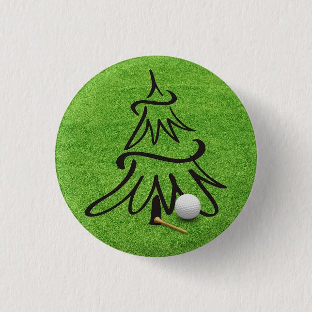 Golfball auf Grün für Weihnachten Party Button (Vorderseite)