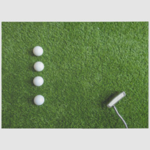 Golfball auf grünem Gras Hintergrund Tissue-Papier Seidenpapier