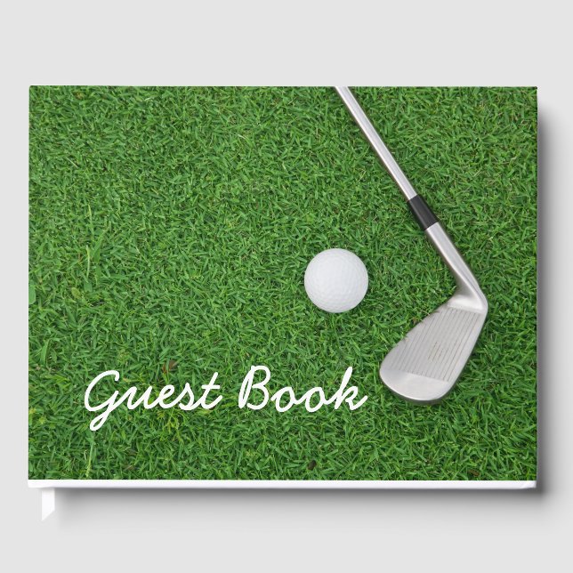 Golfball auf grünem Grasgolfer Gästebuch (Vorderseite)