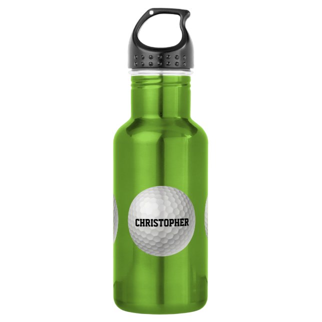 Golfball auf grüner Wasser-Flasche Edelstahlflasche (Vorderseite)