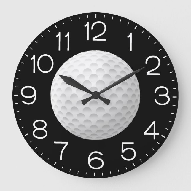 Golfball auf schwarz große wanduhr (Vorderseite)