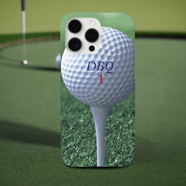 Golfball auf T-Shirt Monogram Modernes Golfer Phon Case-Mate iPhone Hülle (A phone case for the golfer in your life (or yourself) Just add your initials and golf ball number)