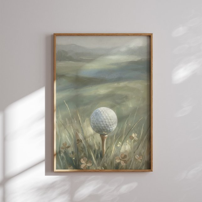 Golfball auf Tee-Landschaftswandkunst Poster (Von Creator hochgeladen)