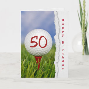 Golfball auf Tee zum 50. Geburtstag Karte
