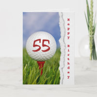 Golfball auf Tee zum 55. Geburtstag