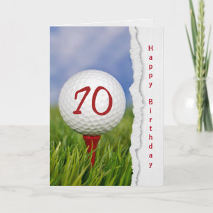 Golfball auf Tee zum 70. Geburtstag Karte