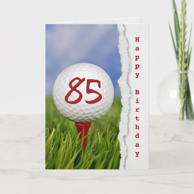 Golfball auf Tee zum 85. Geburtstag Karte (Vorderseite)