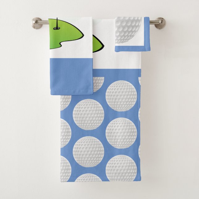 Golfball-Badezimmer mit Monogramm Badhandtuch Set (Insitu)
