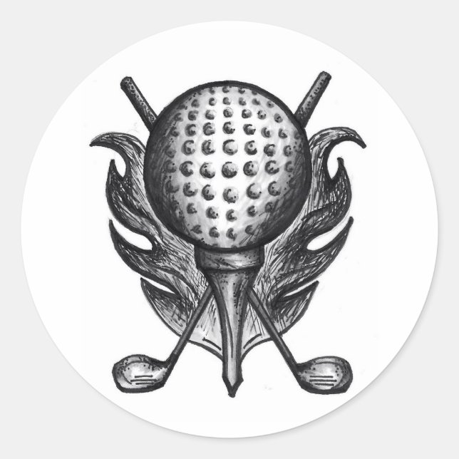 Golfball Clubs und T-Shirt Golfing Golfer Stickers (Vorderseite)