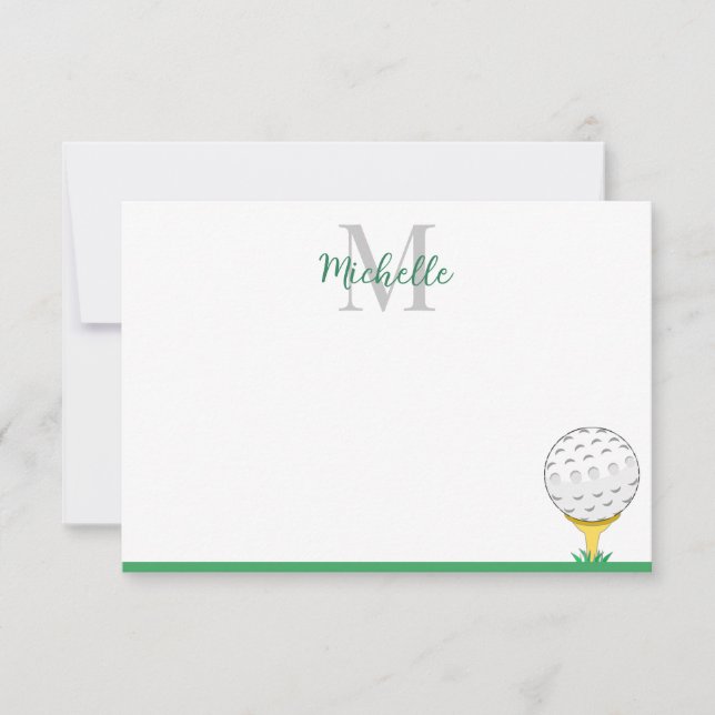 Golfball-Einzelmonogramm einfach  Mitteilungskarte (Vorderseite)