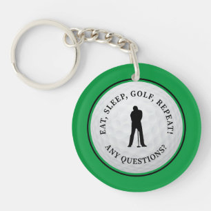 Golfball-Golfer-modernes-Sport-Monogramm-grün-lieb Schlüsselanhänger