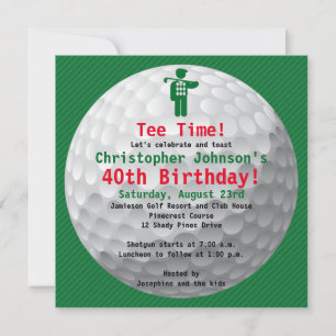 Golfball Green Gold Golf Geburtstagsparty Einladun Einladung
