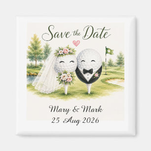 Golfball-Hochzeit Save the Date Magnet