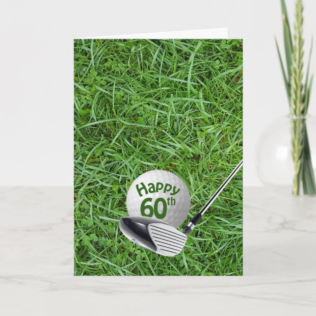 Golfball im Gras 60. Geburtstagskarte Karte (Vorderseite)