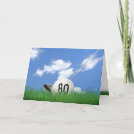 Golfball im Gras, 80. Geburtstag Karte