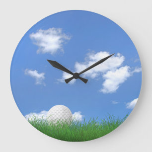 Golfball im Gras Große Wanduhr