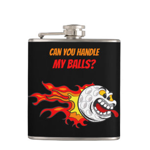 Golfball in Flammen, Schwarz Flachmann