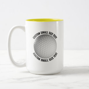 Golfball & Kleiner Text GELB 425g Custom Zweifarbige Tasse