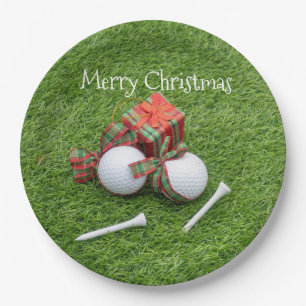 Golfball mit Abschlag und Geschenk für Golfer Weih Pappteller