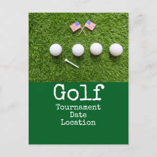 Golfball mit amerikanischer Flagge Golfturnier Postkarte