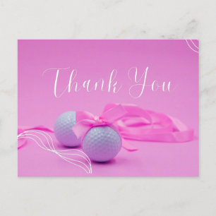 Golfball mit Dankeschön auf Rosa für Baby Mädchen  Postkarte