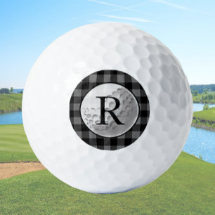 Golfball mit monogramm grauem Büffelkaromuster ind