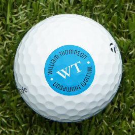 Golfball mit Namen ( blaues Kreismonogramm )