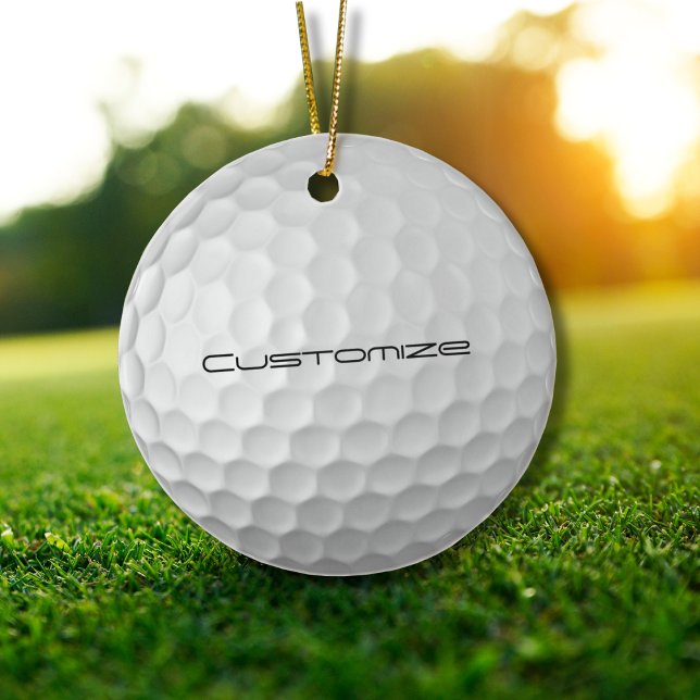 Golfball mit Personalisiertem Text Keramik Ornament (Von Creator hochgeladen)