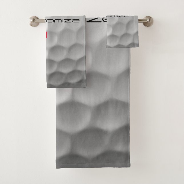 Golfball mit Personalisiertem Text und Nummer Badhandtuch Set (Insitu)
