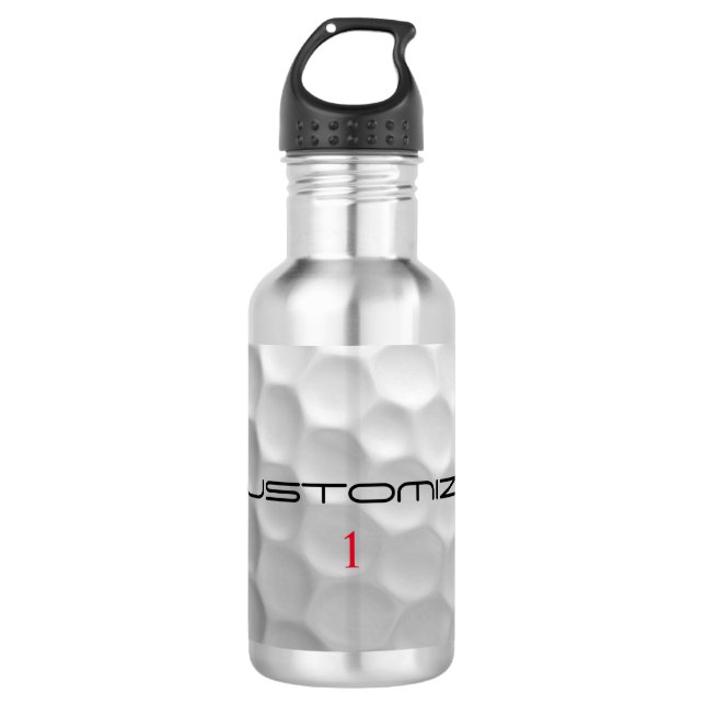 Golfball mit Personalisiertem Text und Nummer Edelstahlflasche (Vorderseite)
