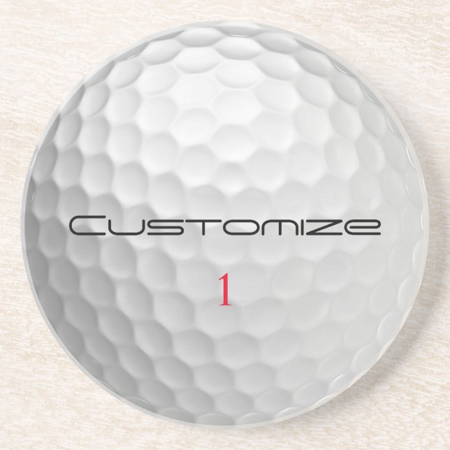 Golfball mit Personalisiertem Text und Nummer Getränkeuntersetzer (Vorne)