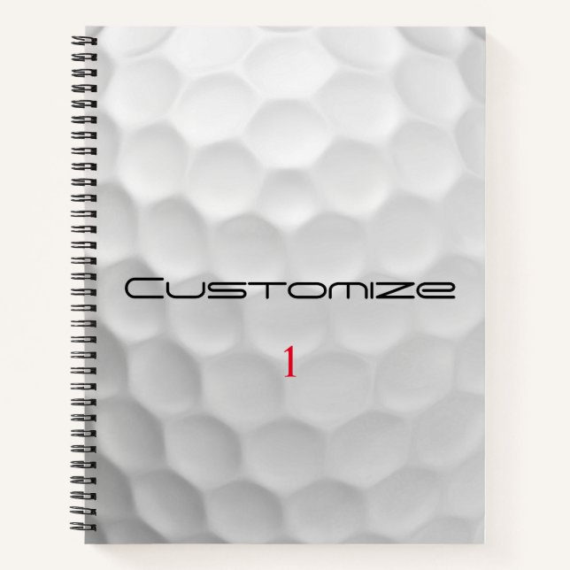 Golfball mit Personalisiertem Text und Nummer Notizbuch (Vorderseite)