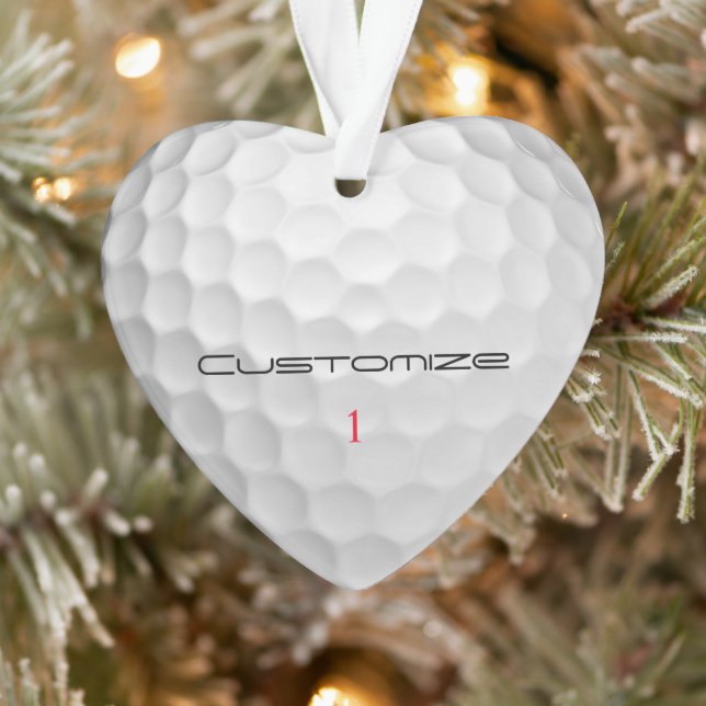 Golfball mit Personalisiertem Text und Nummer Ornament (Baum)