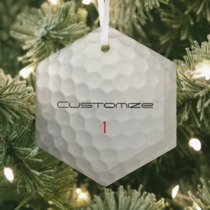 Golfball mit Personalisiertem Text und Nummer Ornament Aus Glas