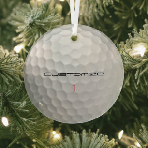 Golfball mit Personalisiertem Text und Nummer Ornament Aus Glas
