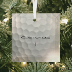 Golfball mit Personalisiertem Text und Nummer Ornament Aus Glas