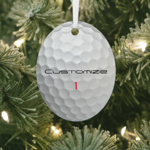 Golfball mit Personalisiertem Text und Nummer Ornament Aus Metall