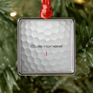 Golfball mit Personalisiertem Text und Nummer Ornament Aus Metall