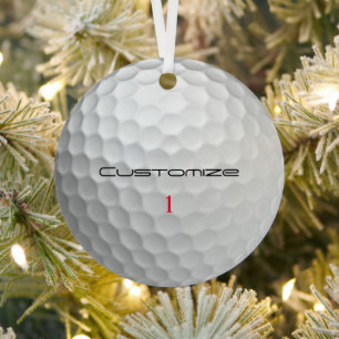Golfball mit Personalisiertem Text und Nummer Ornament Aus Metall