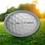 Golfball mit Personalisiertem Text und Nummer Ovale Gürtelschnalle<br><div class="desc">Passen Sie dieses Bild mit Text und Nummer Ihrer Wahl an. Einzigartiges Design für den lässigen Golfer zum beruflichen im Herzen. Einzigartig und elegant,  wird dies sicherlich Ihre Golffreunde beim nächsten Turnier beeindrucken.</div>
