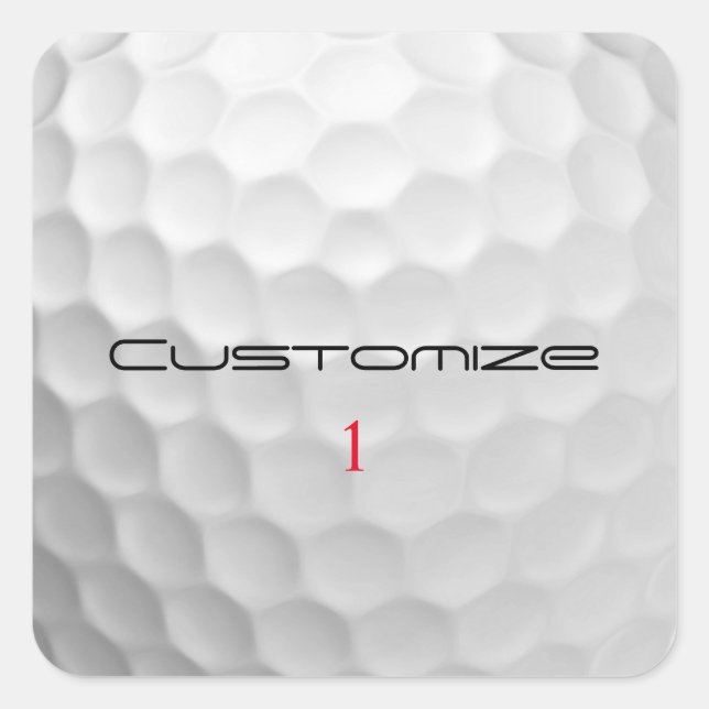 Golfball mit Personalisiertem Text und Nummer Quadratischer Aufkleber (Vorderseite)