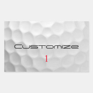 Golfball mit Personalisiertem Text und Nummer Rechteckiger Aufkleber