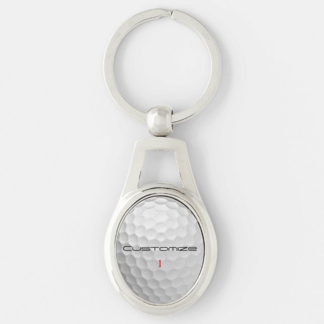Golfball mit Personalisiertem Text und Nummer Schlüsselanhänger (Vorderseite)