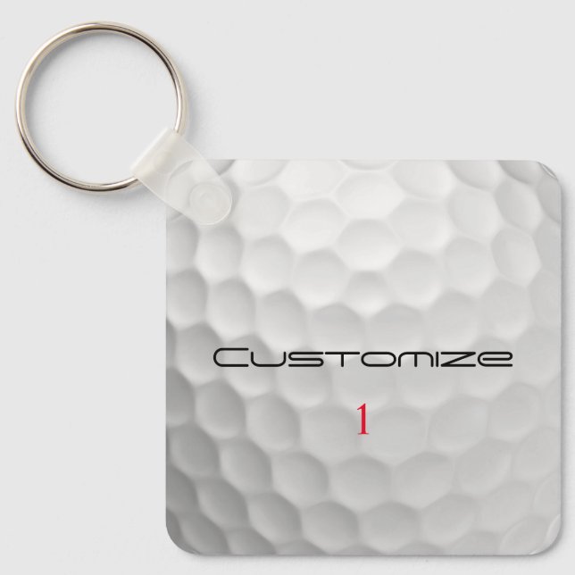 Golfball mit Personalisiertem Text und Nummer Schlüsselanhänger (Vorderseite)