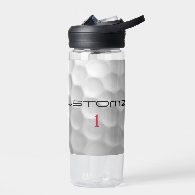 Golfball mit Personalisiertem Text und Nummer Trinkflasche (Links)