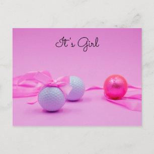 Golfball mit rosa Band auf rosa Unterlage Postkarte